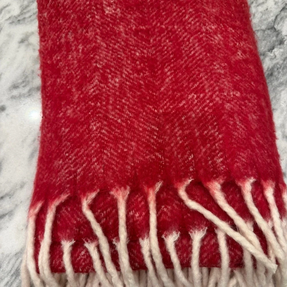 IKEA Cozy Red Throw Blanket with Fringe